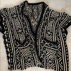Black printed love spray poncho/cardigan